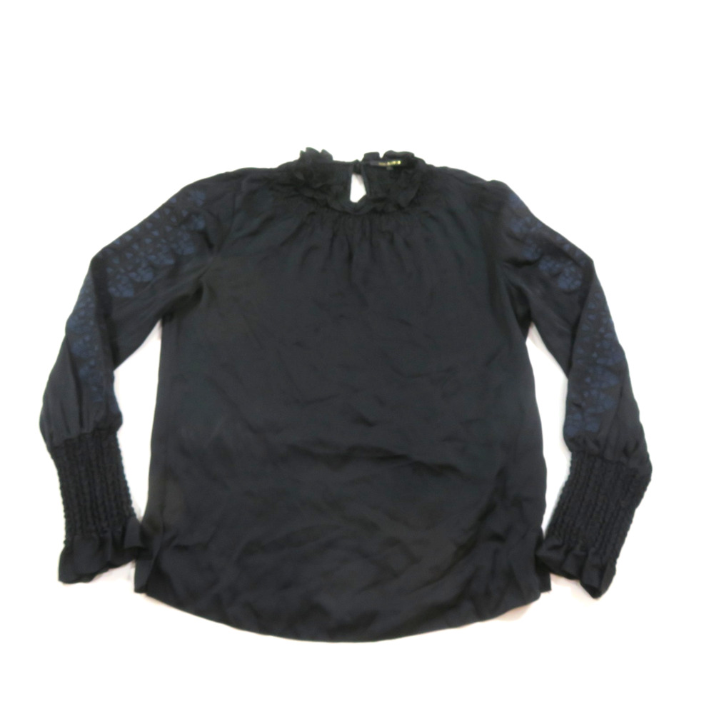 Kobi Halperin Shirt Womens Black Floral Print Silk Blend Blouse Top Size M